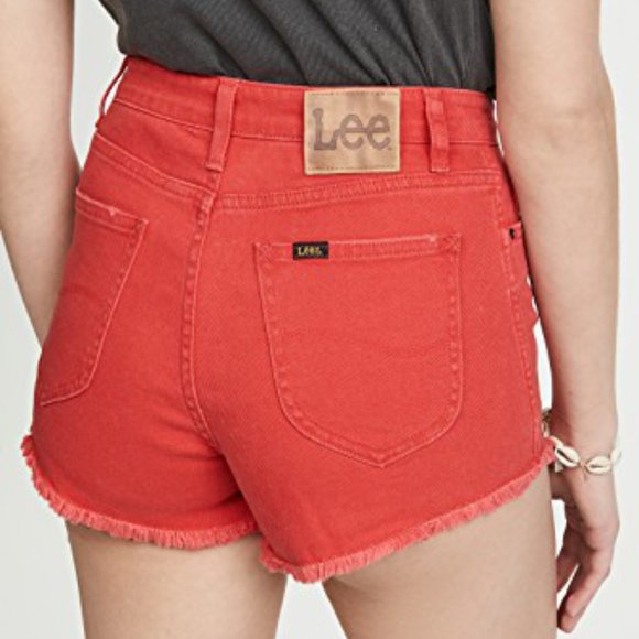 LEE Vintage Modern Red Denim High Rise Jean Shorts - Picture 1 of 11